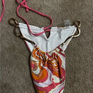 Beach Bunny Pink Orange gold Swirl Swimsuit